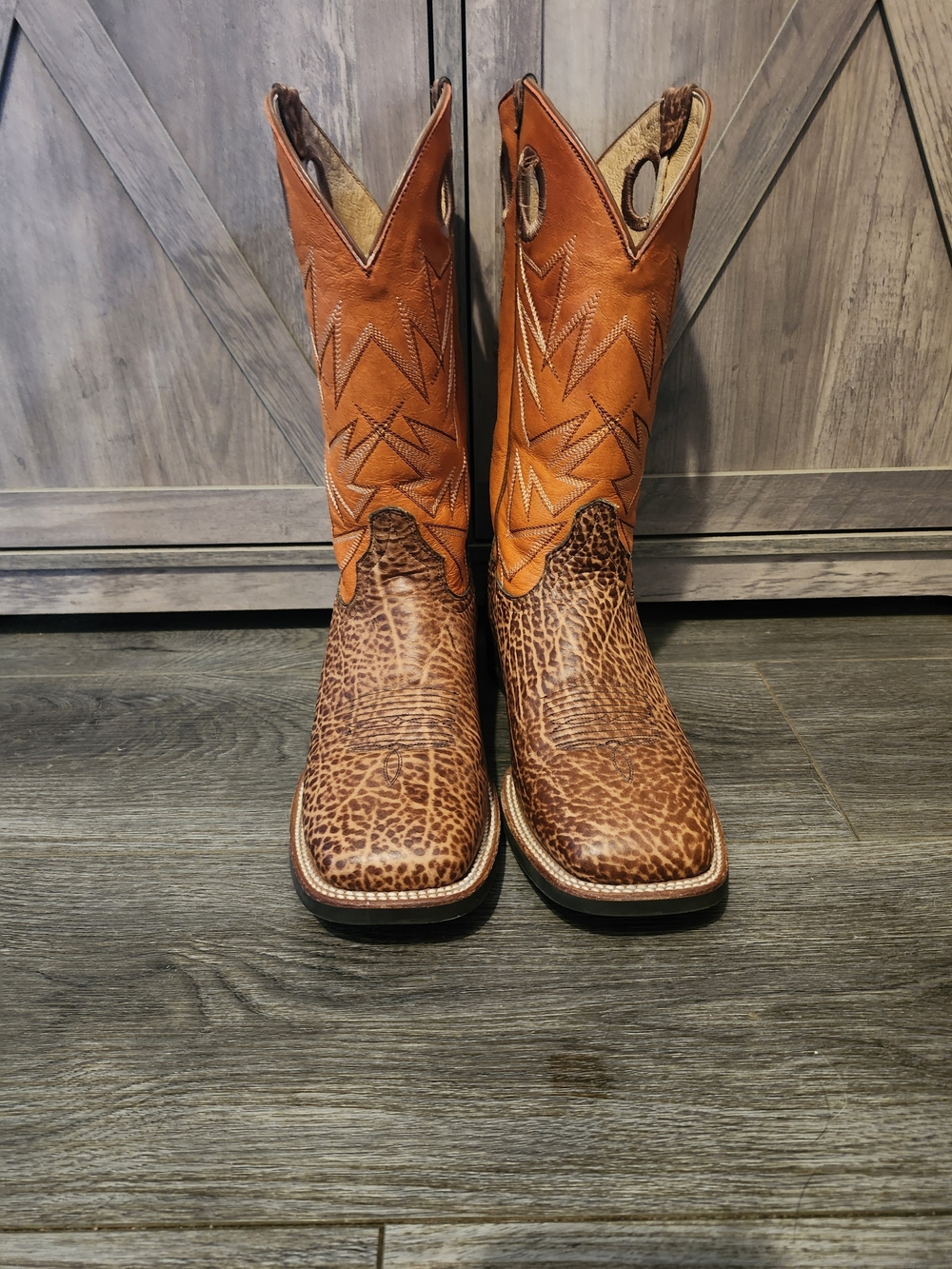 Orange Two Tone Cowboy Boots